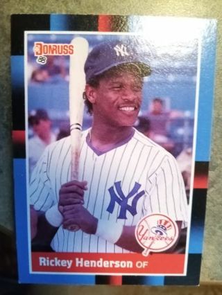 1988 DONRUSS RICKEY HENDERSON NEW YORK YANKEES BASEBALL CARD# 277