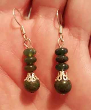 Handmade Earrings - green stones