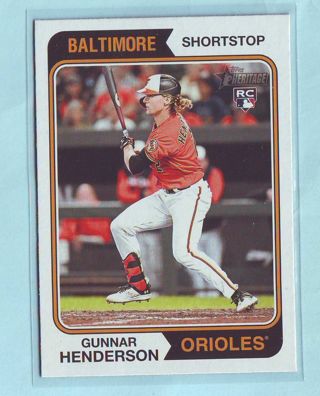 2023 Topps Heritage Gunnar Henderson ROOKIE Baseball Card # 64 Orioles