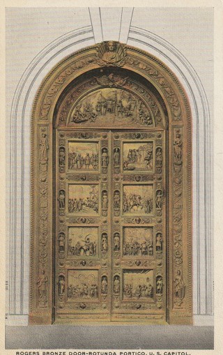 Vintage Unused Postcard: e: Bronze Door, US Capitol, Washington DC