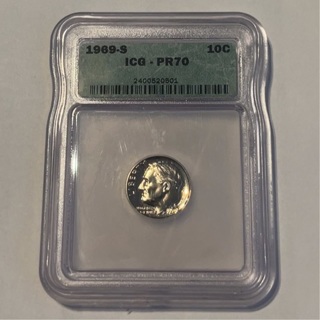 1969 S ICG PR70 Dime 