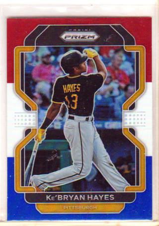 Ke'Bryan Hayes,  2022 Panini Prizm Red, White & Blue Card #143,  Pittsburgh Pirates  (EL)