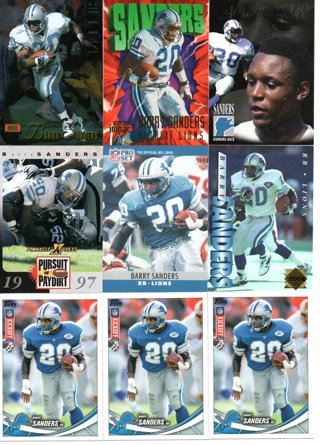 (9) Barry Sanders Football Cards