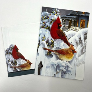  Birds Snowy Scene Christmas Greeting Card