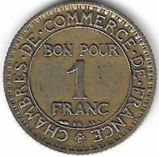 100 Years Old 1923 France 1 Franc Coin