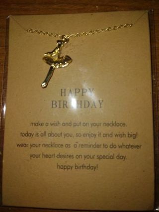 Happy Birthday Make a Wish Necklace (Gold Plated)