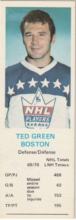 1970-71 Dad's Cookies Hockey Card - Ted Green - Boston Bruins mint