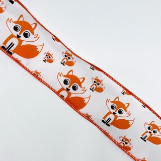 Fox Orange & White Wired 2.5” Wide Ribbon 