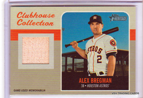 Alex Bregman, 2019 Topps Heritage BAT RELIC Baseball Card #CCR-ABR, Houston Astros, (L1