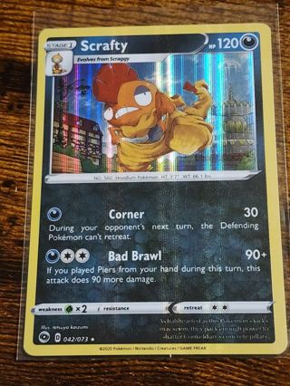 Pokemon Scrafty holo rare card 042/073