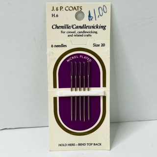 6 count Size 20 Chenille Candlewicking Seeing Needles 