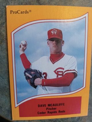 RARE 1990 PRO CARDS CLASS A MINOR LEAGUE DAVE MCAULIFFE CEDAR RAPIDS REDS BASEBALL CARD #123