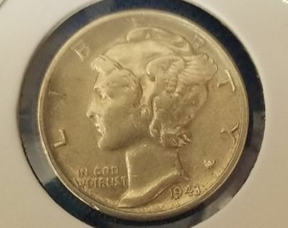 1943 Mercury dime ~ Winged Liberty - 90% Silver US coin