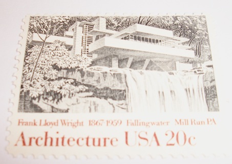 Scott #2019, Architecture, Falling Water, One Useable 20¢ US Postage Stamp