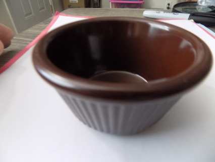 3 inch round brown melamine ribbed condiment dish