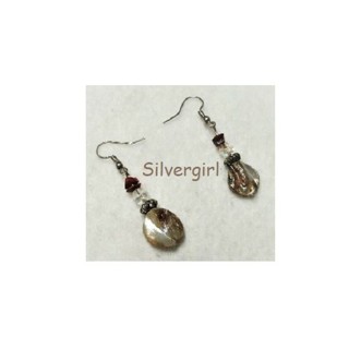  Natural Shell Crystal Gemstone Chip Silver Plate Earrings 