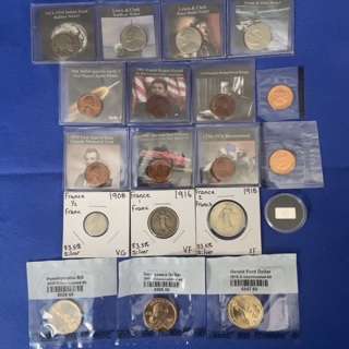 Coin lot ( including dollars, silver, and wheat cents )