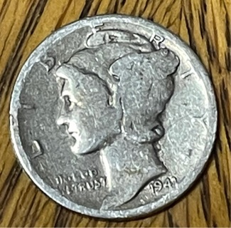 1941 D Silver Winged Liberty Mercury Dime VG 90% Silver 