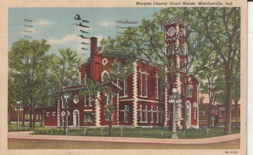 Vintage Used Postcard: m: 1951 Morgan County Court House, Martinsville, IN