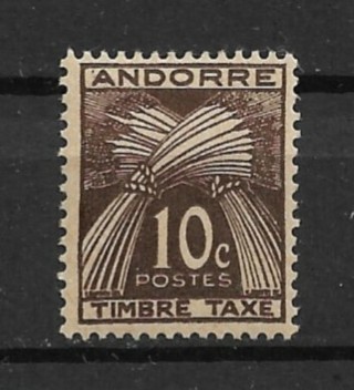 1946 Andorra (French) ScJ32 10c Postage Due MH