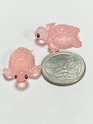 TURTLES~#3~LIGHT PINK~SET OF 2 TURTLES~GLOW IN THE DARK~FREE SHIPPING!