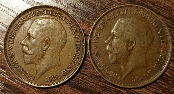 1919 & 1924 British Half Pennys Full bold dates!