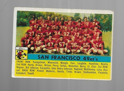 1956 TOPPS 49ERS TEAM CARD #26 ($20.BV)