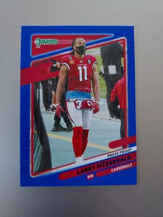 2021 Donruss Larry Fitzgerald Blue Press Proof No Helmet Variation #246