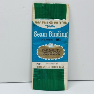 NIP Vintage Wright’s Green Seam Binding 