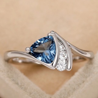 Women's Blue Cubic Zirconia Silver Ring 