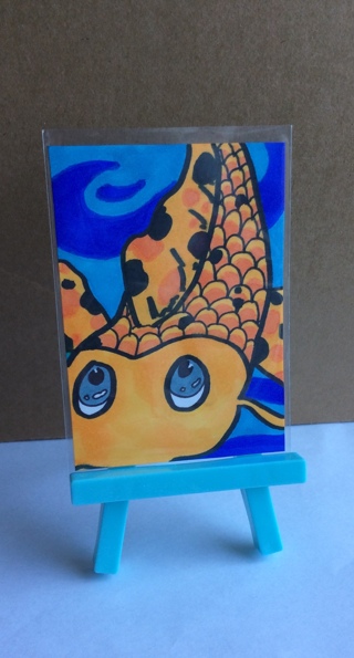 Orange Koi original drawing aceo