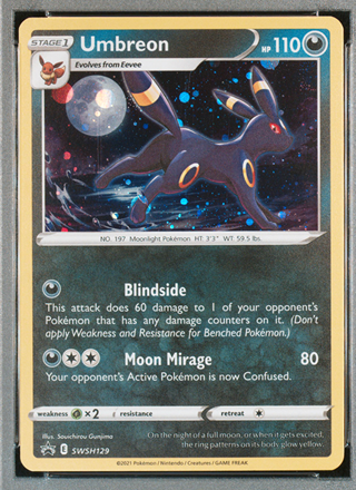 Umbreon SWSH129 Black Star Cosmos Holo Pokemon Evolving Skies NM