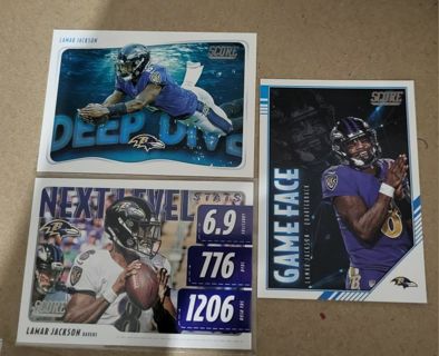 2020 Score Lamar Jackson insert cards Baltimore Ravens