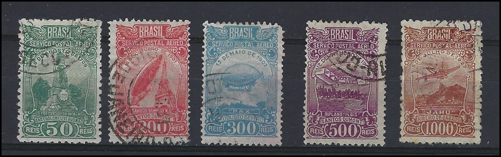 1929-30 Brazil stamps (5), U/VF, Scott #s C17-C21 set