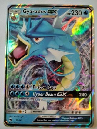 Gyarados gx 16/68 rare holo nm pokemon