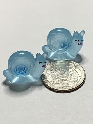 SNAILS~#17~BLUE~SET OF 2 SNAILS~GLOW IN THE DARK~FREE SHIPPING!