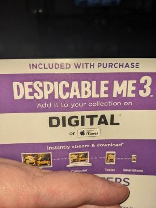 Despicable me 3 HD digital code