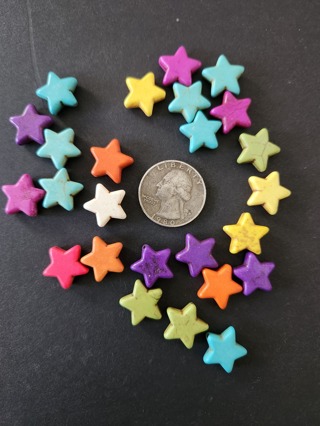 (25) Multi-Color Howlite Stone Star Beads