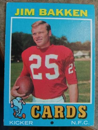 1971 T.CG. JIM BAKKEN ST. LOUIS CARDINALS FOOTBALL CARD# 214