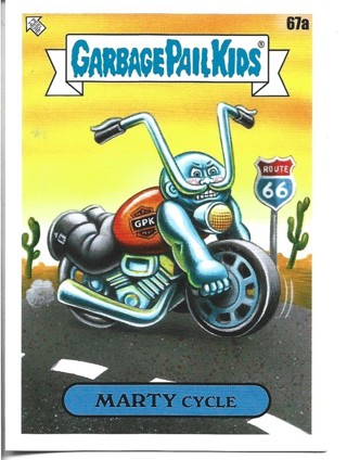 Brand New 2021 Topps Garbage Pail Kids Marty Cycle Sticker From the Go On Vacation Set 