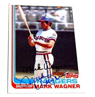 Autographed Texas Rangers Mark Wagner #443 Topps Baseball