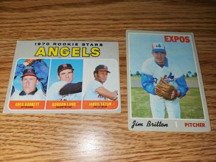 (2)1970 Topps Baseball High numbers Jim Britton #646 & Angels Rookie Stars #642,good,Free ship