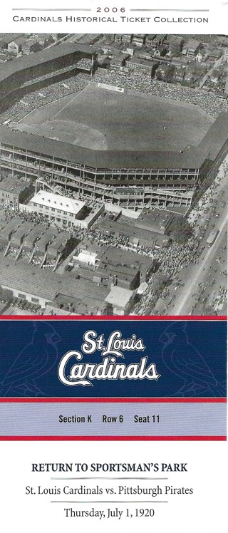 2006 St. Louis Cardinals Historical Ticket Collection Return to Sportsman's Park Issued 6/4/06