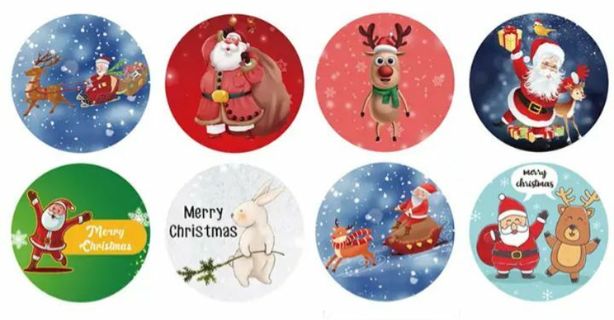 ⛄NEW⛄(8) 1.5" Christmas Stickers⛄