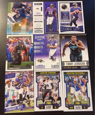 9 Baltimore Ravens football cards 