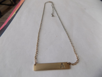 Necklace choker chain style with bronze metal bars & initial A