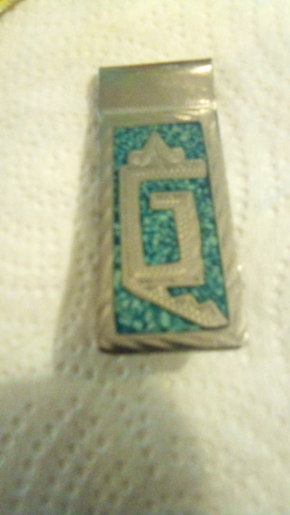 Turquoise Money clip,Jecho Mexico,Alpaca