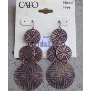 New Bronze Tone Round Tiered Drop Dangle Earrings