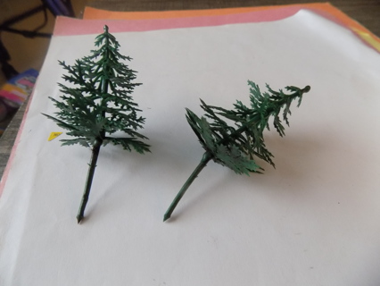 2 Three inch plastic pine trees for village scene