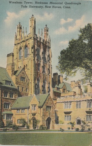 Vintage Used Postcard: g: 1947 Wrexham Tower, Yale, New Haven, CT